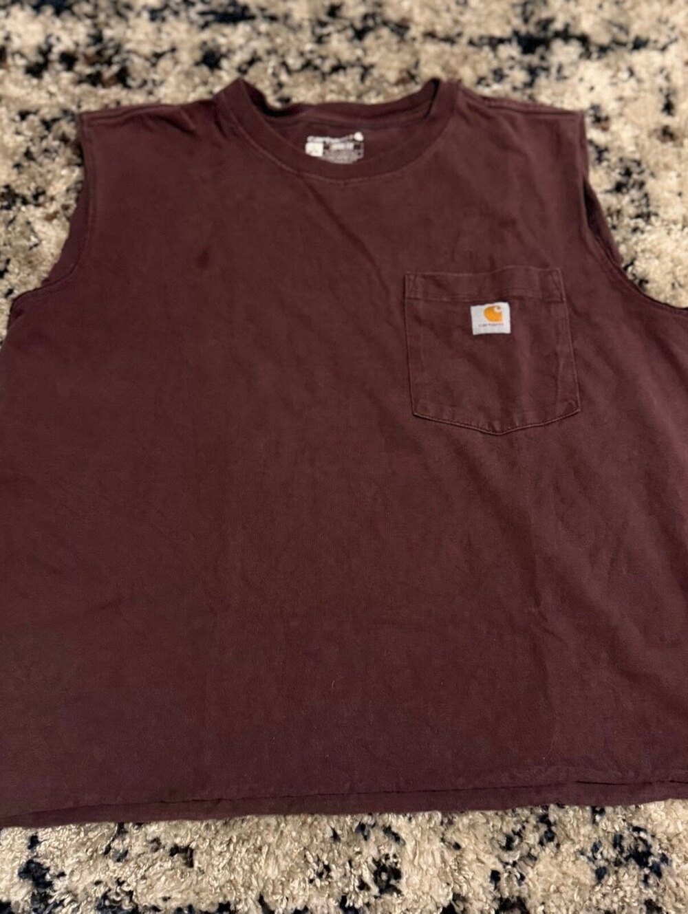 Carhartt Brown Loose Fit Sleeveless Pocket Tee Shirt L